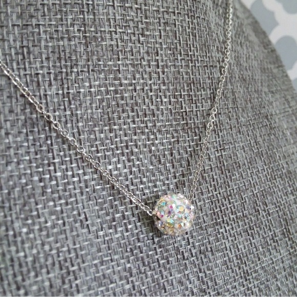NWT Harriet Ave Iridescent Rhinestone Bead Silver Tone Chain Necklace - Picture 11 of 12